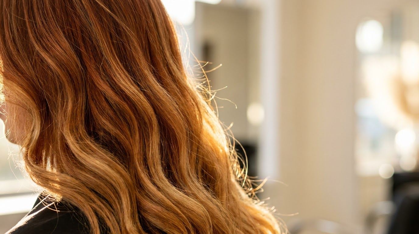 Balayage cobrizo intenso con ondas